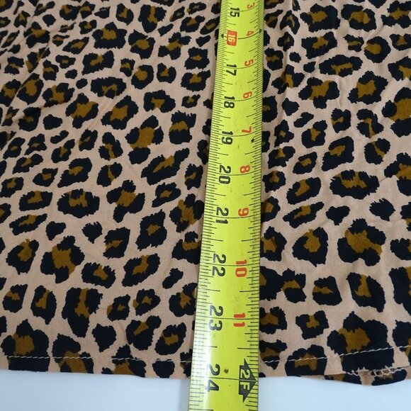 Shein Leopard Print Long Sleeve Blouse With Ruffle Trim Women Size L US 8 10 - Picture 11 of 11